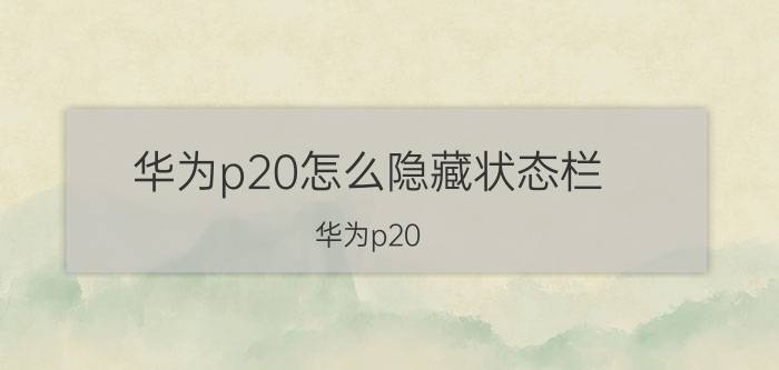 华为p20怎么隐藏状态栏 华为p20 pro隐藏虚拟home键？